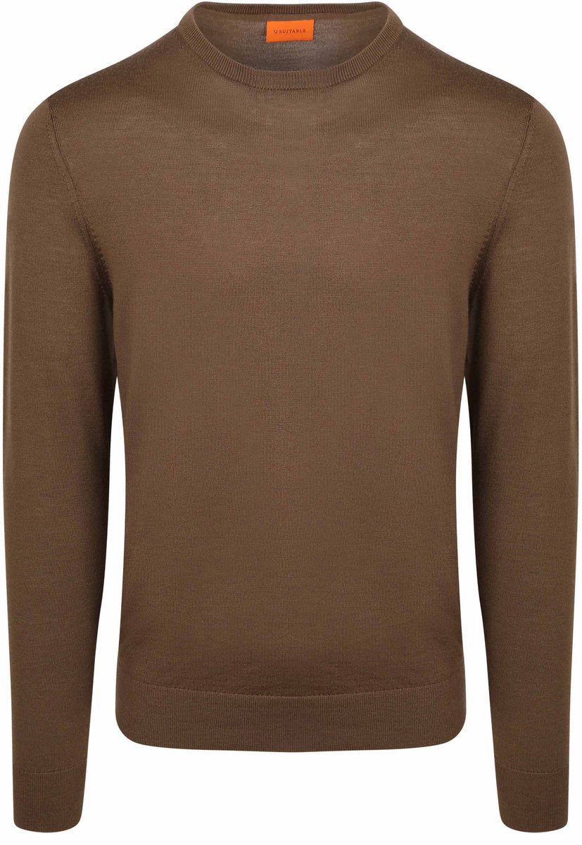 Suitable Merino Pullover Taupe - Maat M - Heren - Sweater