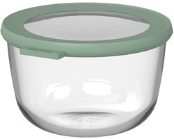Boîte de conservation en verre ronde Mepal Cirqula - 1000 ml - Bacs de conservation en verre - Résistant à la chaleur jusqu'à 550 °C, sans couvercle - Bacs de préparation des repas - Nordic sage