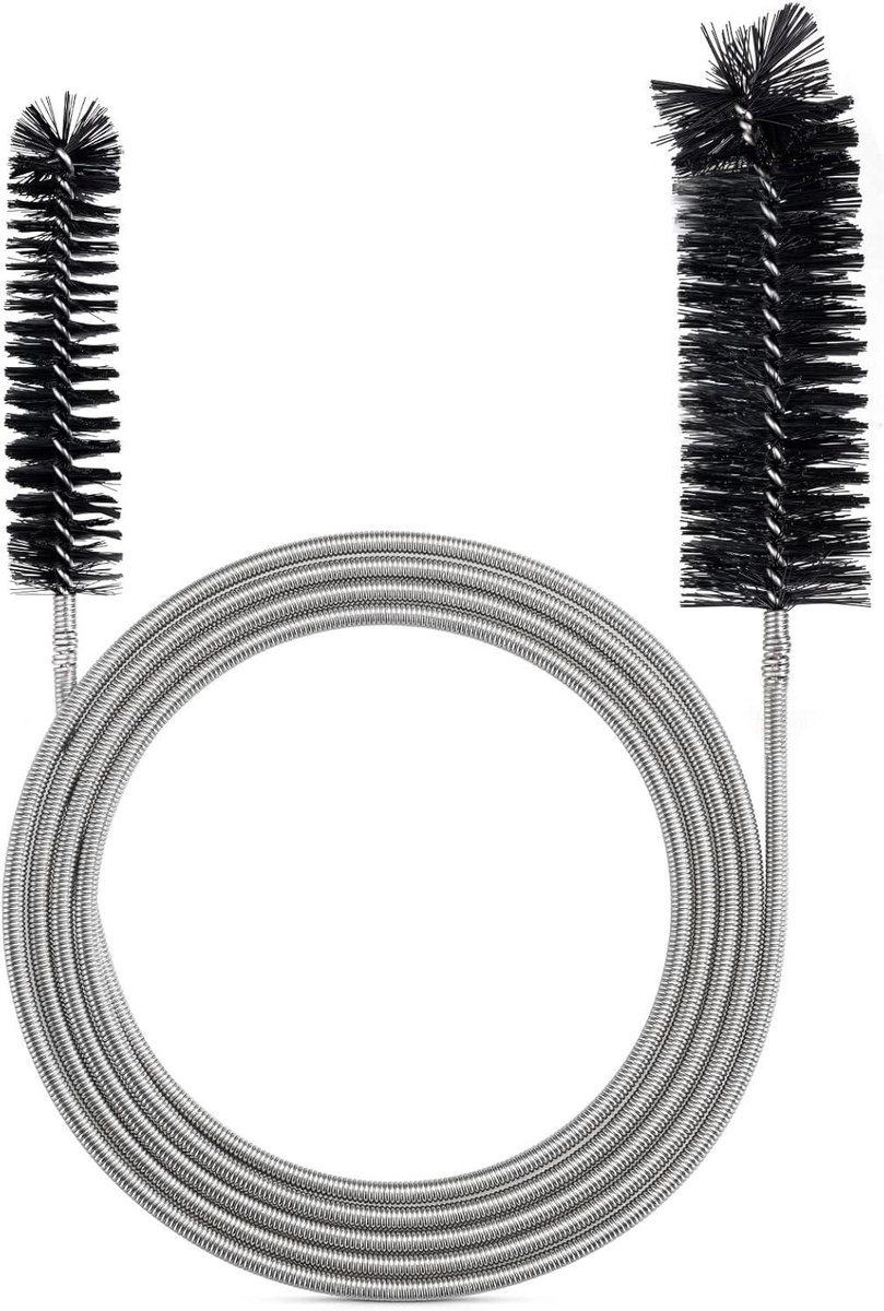 Drain Pipe Brush - Cleaning Brush - 200 cm - Flexible Stainless Steel Handle - 1 Stuk - Zwart