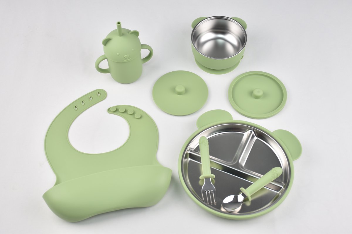 Kinder RVS serviesset - Groen