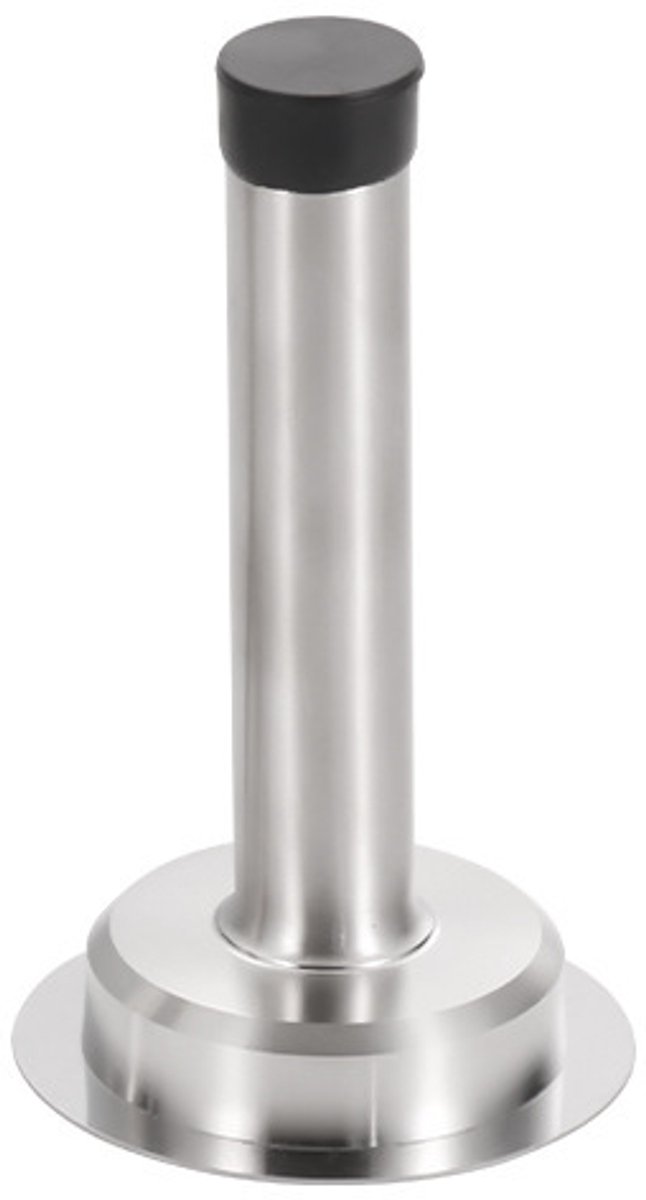 (1-pack) 6-inch Deurstopper — Zelfklevende, verlengde deurstoppper, geluidsstille deurstopper van roestvrij staal, aan de muur te bevestigen deurstoppper (met rubberen stootkussen) — Zilver