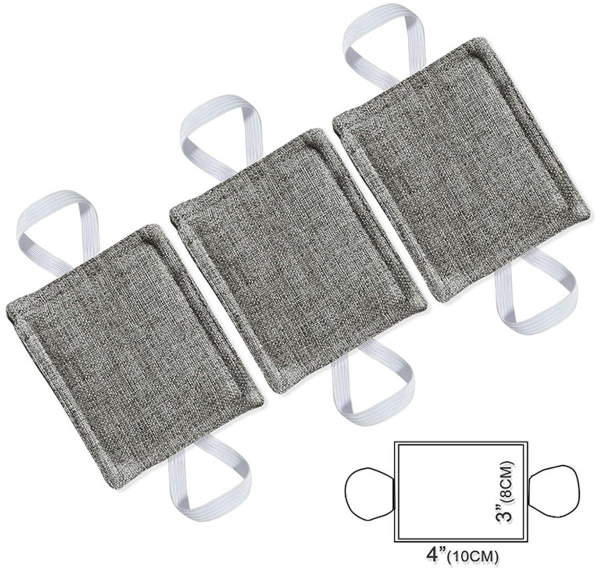 Set van 3 geluiddempende deurstoppers / deurslotkussentjes — Voor geluidsreductie 8 x 10 cm (Grijs)