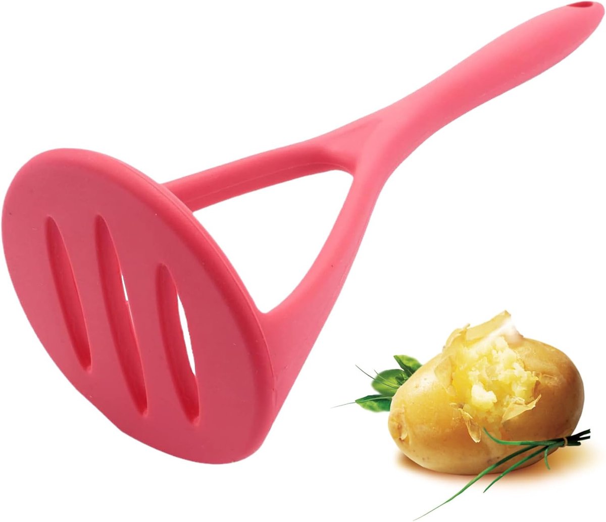 Aardappelstamper - Keukengereedschap - Puree maken - Krasbestendig ontwerp - 26.5 cm - rood