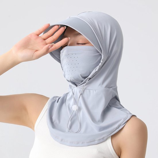 Dames Zomerzonbeschermingskap Met Capuchon 2-in-1 - Uitgebreide UV-bescherming UPF 50+ - Brede Beschermende Rand - Lichtgewicht En Ventilerend Ontwerp - Geschikt Voor Wandelen Fietsen Reizen En Andere Buitenactiviteiten - Stijlvolle Lichtgrijze Kleur — afbeelding 4