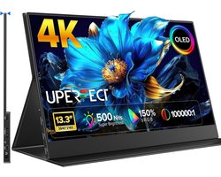 Draagbare Monitor – 4K OLED Scherm – Uitbreiding Beeld – Ultradun Aluminium – 133 Inch – Zwart
