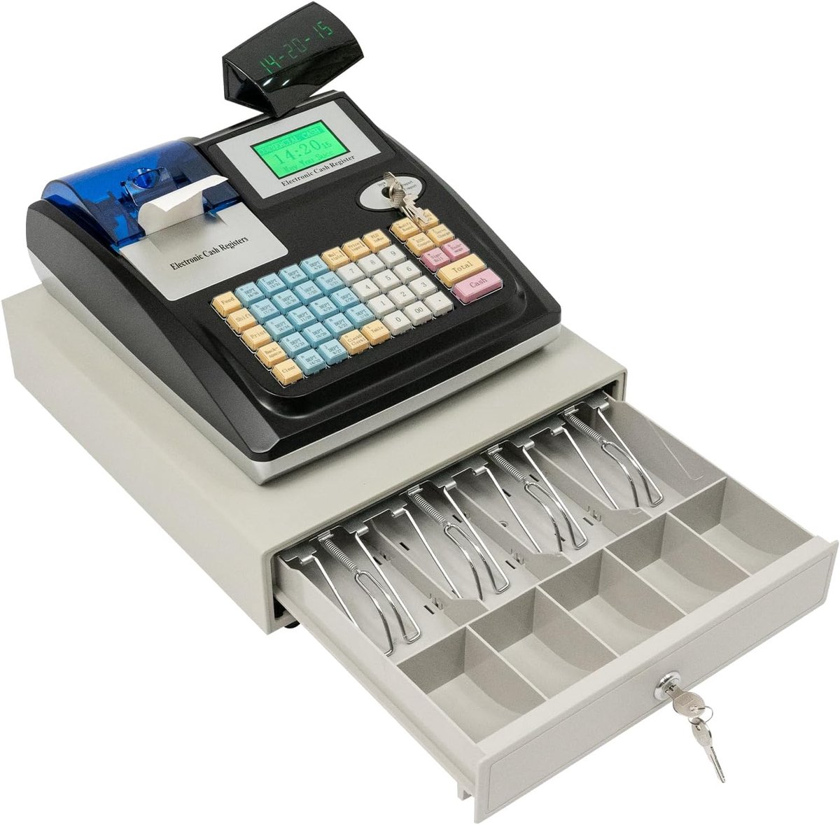 Elektronische Kassa - Winkelterminal POS - Zelfbediening Winkels - Dubbel Scherm Weergave - 38 x 9 cm - Zwart Wit