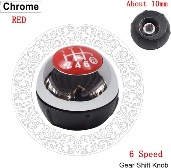 Versnellingspook - Pookknop - Auto Interieur - 6 Snelheden - 47mm x 40mm - Rood — afbeelding 3