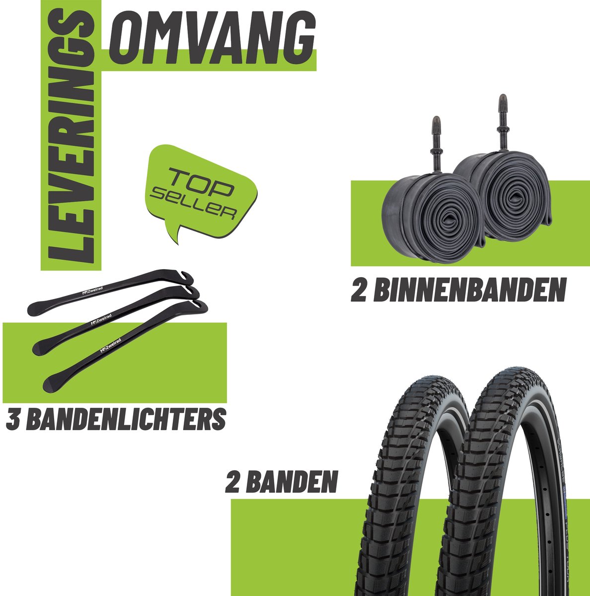 2x Schwalbe fietsbanden Marathon Plus Tour 2026 28x1,75 (47-622) buitenband + SCV Clik ventiel + 3x MSZweirad bandenlichters — cadeau in Cadeau-ideeën - foto 4