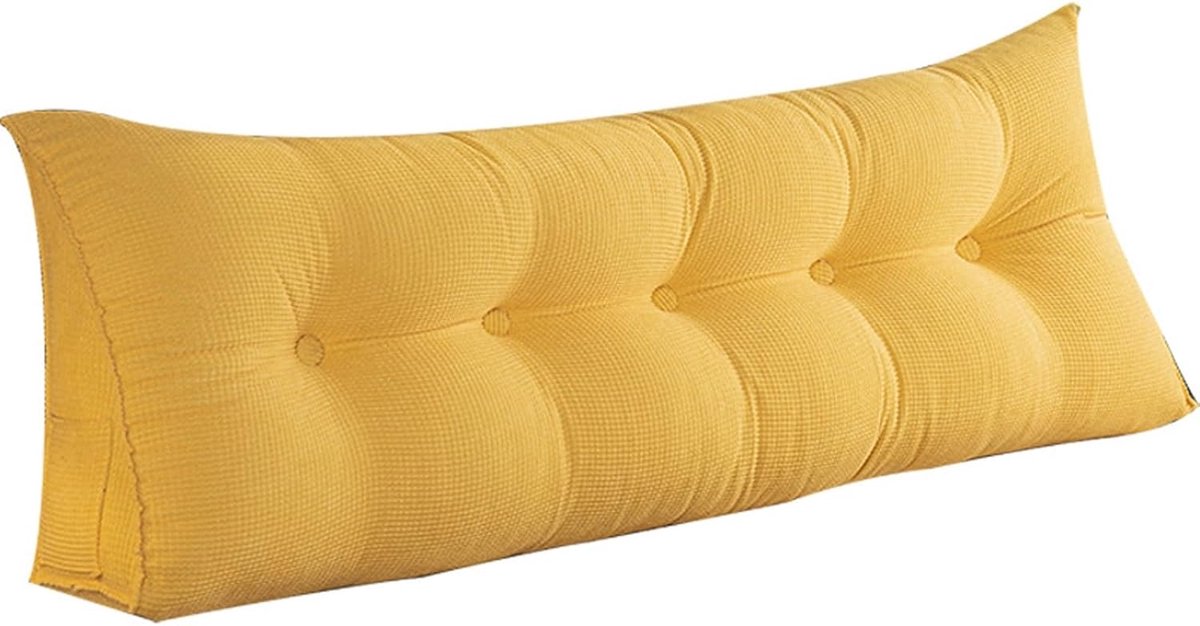 Wigkussen Hoofdbord - Leeskussen Bed - Comfortabel Lezen - Afneembare Hoes - 120cm Breed - Goudgeel