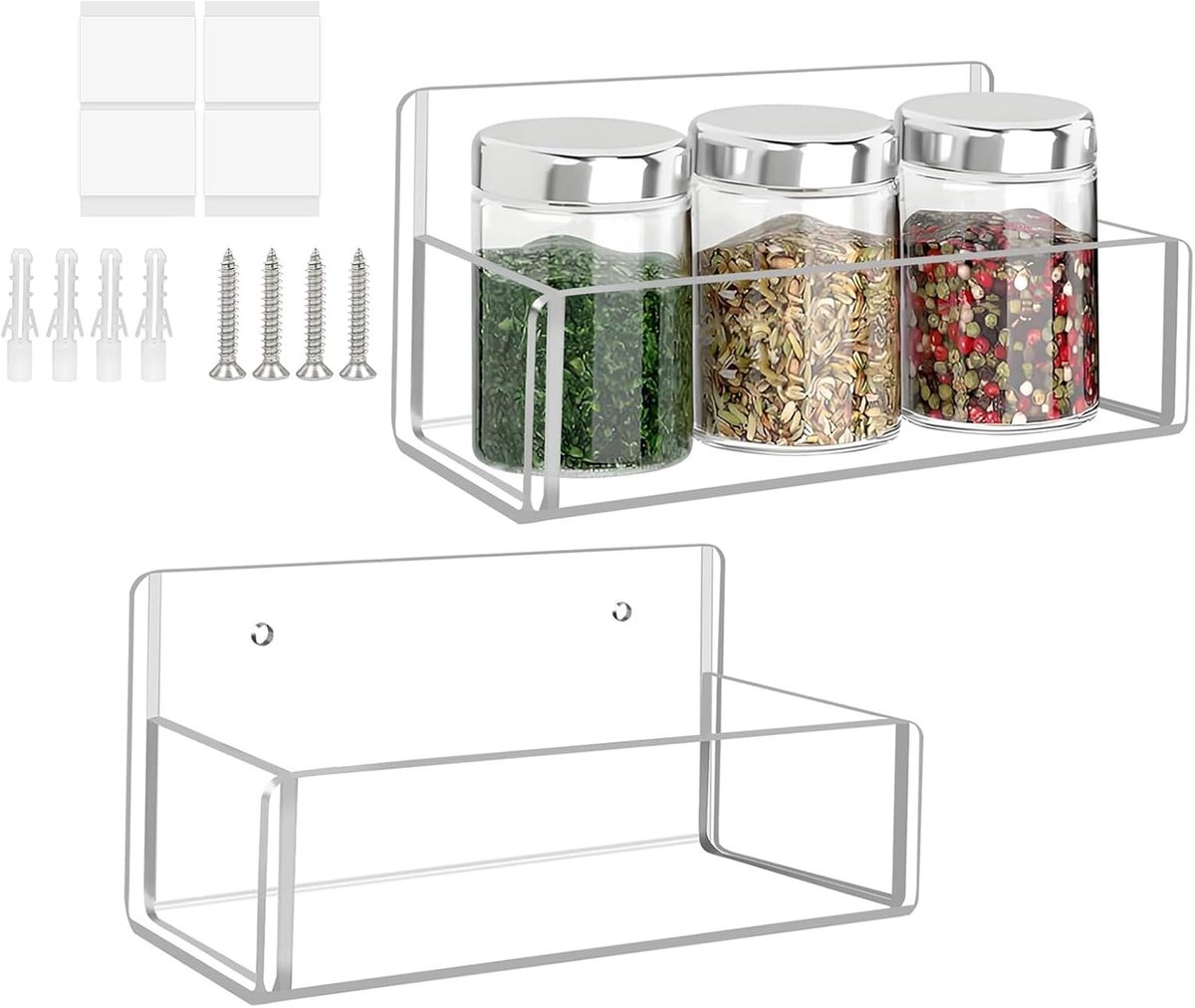 Kruidenrek - Keuken organizer - Keuken opbergen - Transparant acryl - 23x7.4x7cm - Transparant