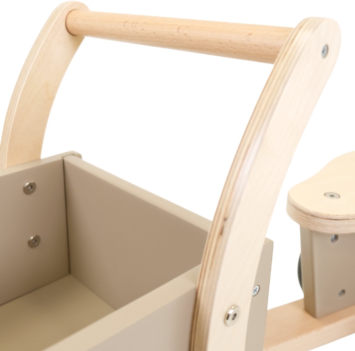Bandits & Angels Bakfiets Loopfiets Hout Little Rider Beige Sand vanaf 1 jaar - Voor Jongens en Meisjes - Ride-On Houten Bakfiets - Houten Loop Fiets Beige - Geluidsarme Wielen - Kraamcadeau thumbnail 6