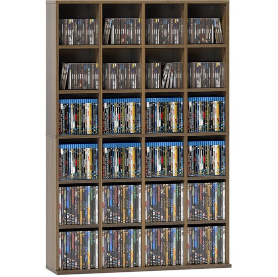 HOMCOM Meuble de rangement CD - Panneau de particules - 89x20x130,5cm - Marron