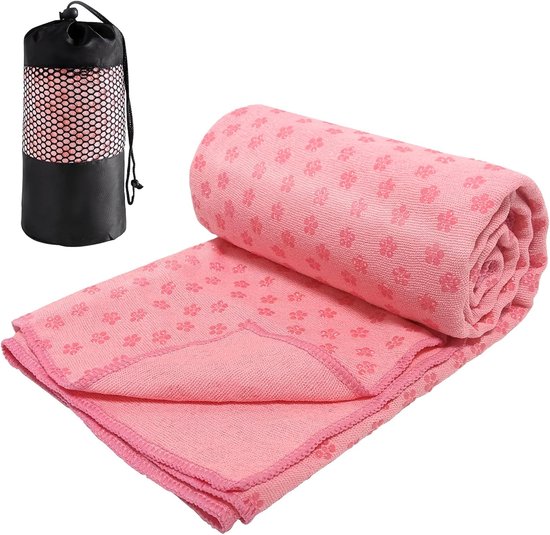 Gaiam Grippy antislip yogamat handdoek - sneldrogende handdoek - ideaal voor hete yoga - microvezel en machinewasbaar - Grip Backing - Vivid Blue/Fuchsia - 172,7 cm L x 61 cm B