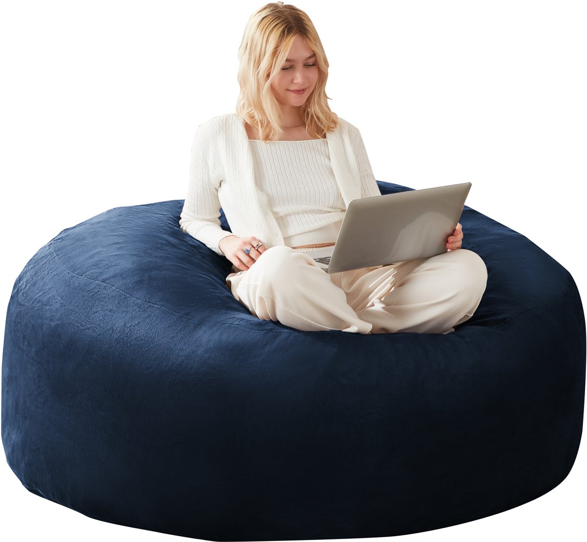 OKWISH Zitzakbank 5 Voet - Drukverlagende Ondersteuning En Vormbaar Voor Lezen En Relaxen - Opvouwbaar Voor Slaapkamer En Balkon - Spons - Blauw