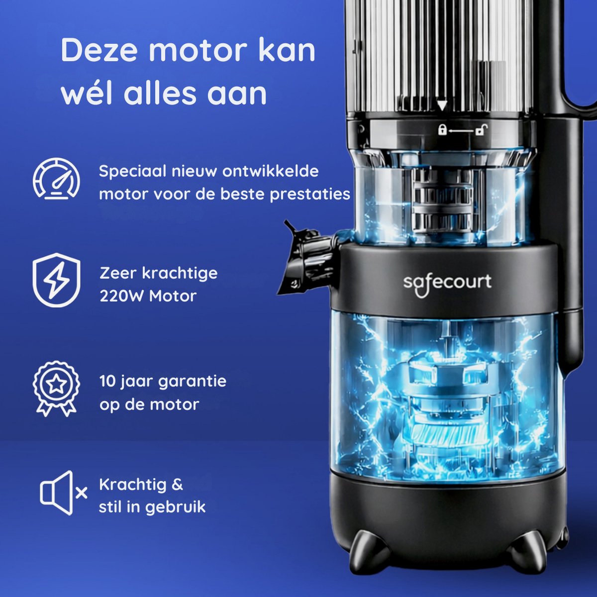 Safecourt Kitchen Slow Juicer - sapcentrifuge Zwart thumbnail 6