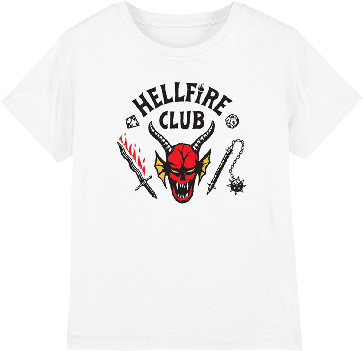 Stranger Things Hellfire Club Kinder T-Shirt - Wit - 12-13 jaar