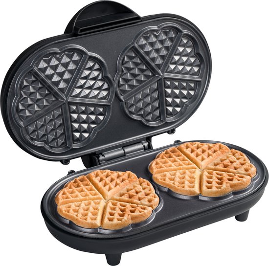 Bestron Wafelijzer - ADWM1000BL - 1000W - 10 hartvormige wafels - Anti aanbaklaag - Zwart - 5 jaar garantie van Bestron — afbeelding 4