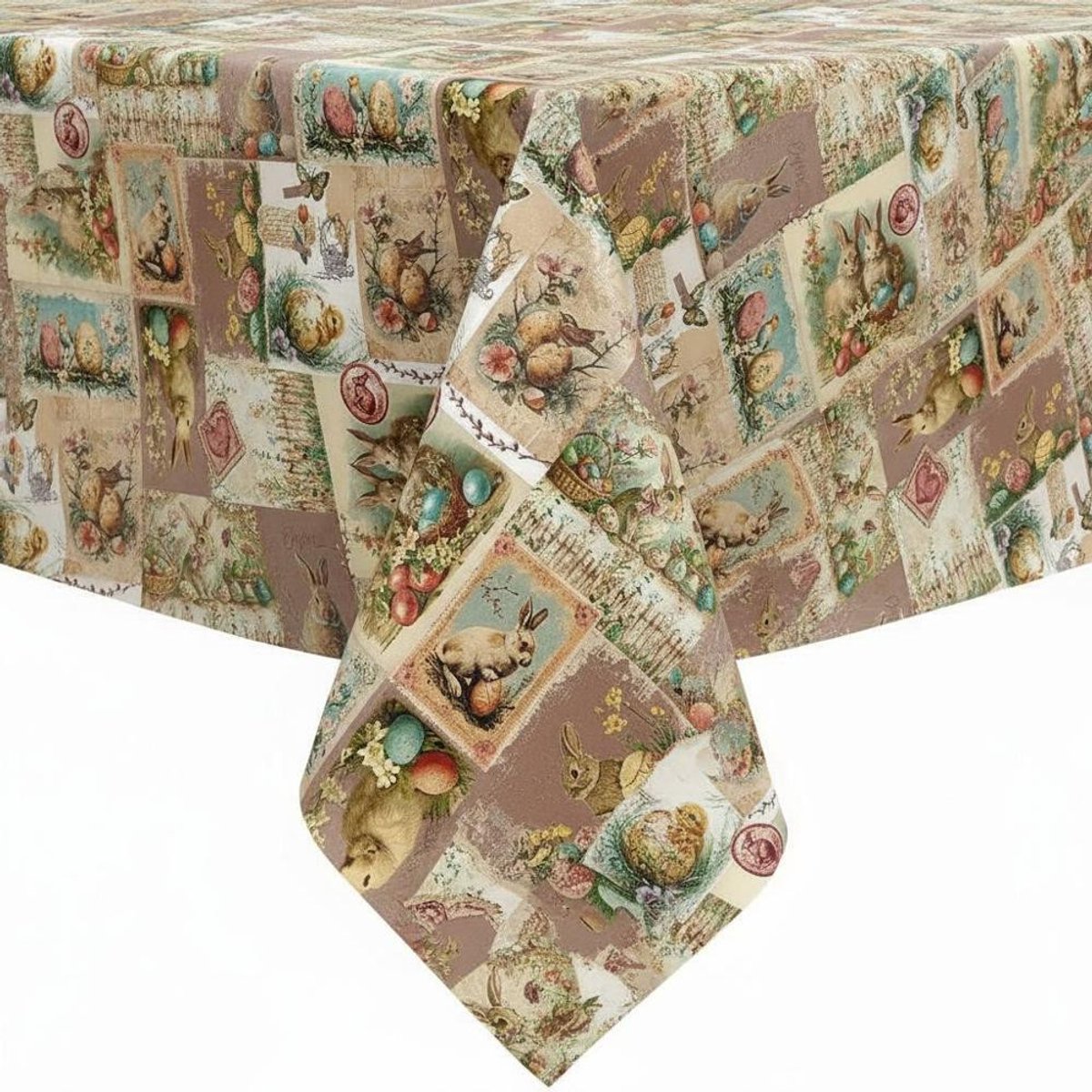 Protecttable - Tafelzeil Paas Patchwork Taupe 140x240cm - Tafelkleed Afwasbaar - Kunststof