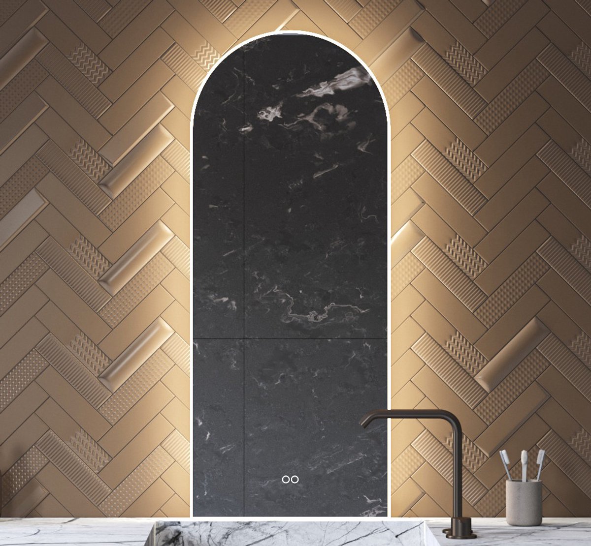Ovale badkamerspiegel met directe en indirecte verlichting, verwarming, instelbare lichtkleur en dimfunctie 45×110 cm