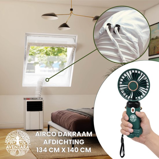 Airco Dakraam Afdichting 134×140 cm voor mobiele airco + USB handventilator, passend Velux UK08, Fakro, Optilight