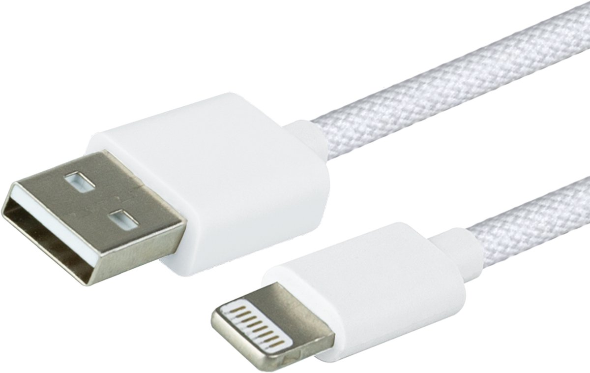 Lightning Kabel - 1m - Geweven - Wit