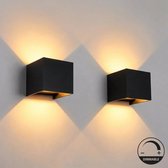 Applique DIMMABLE lot de 2 - pour usage intérieur et extérieur - 2700K - noir - industriel - design - salon - LED - 10x10x10cm