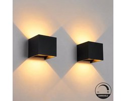 Luminize Wandlamp DIMBAAR - 2 stuks - geschikt voor binnen en buiten - 2700K - netstroom - 12w
