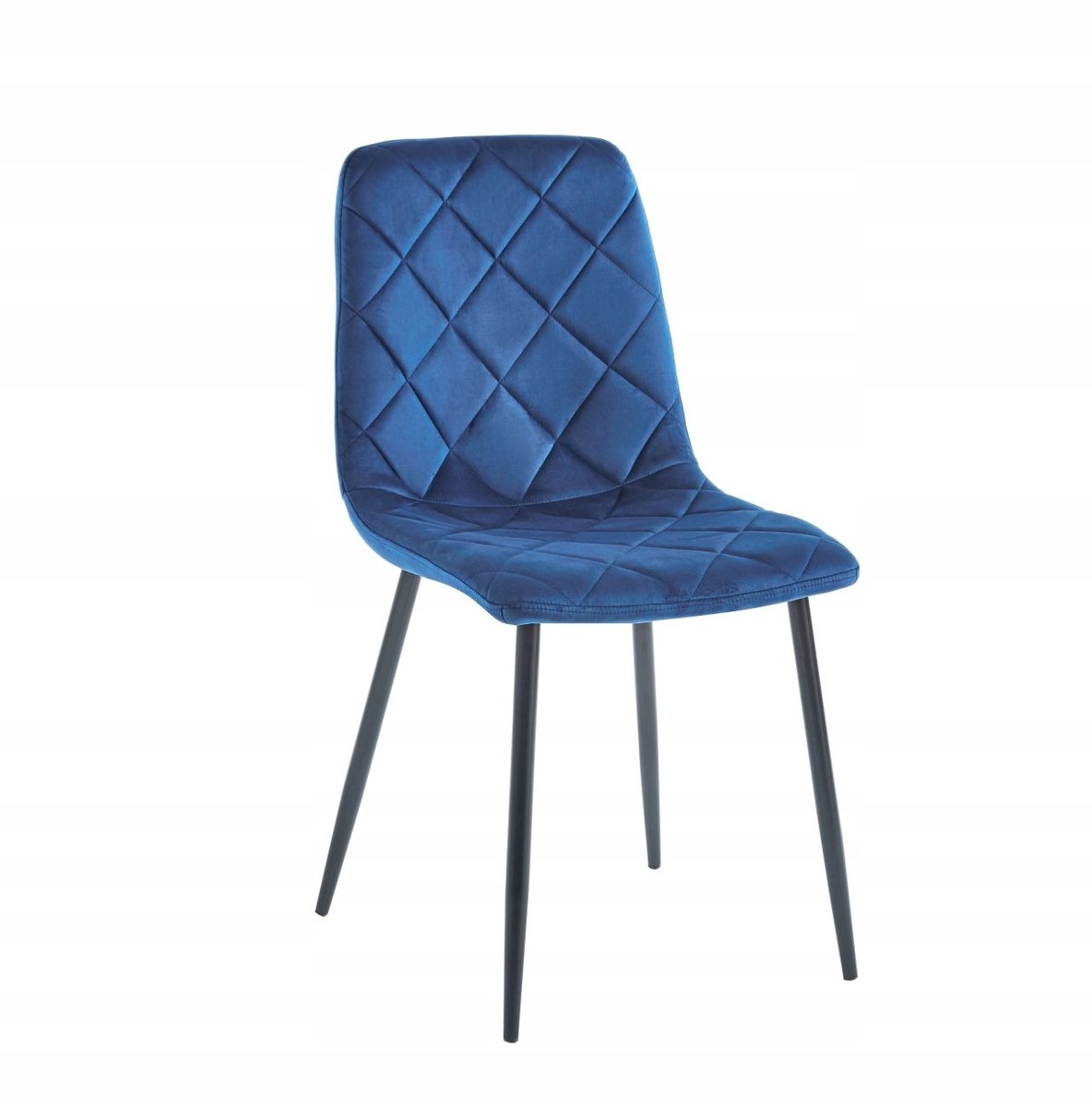 Furnitex Velvet Eetkamerstoel - Blauw - Tapijt - Zwarte Poten Blauw;Zwart