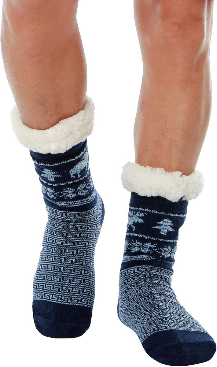 Zachte Fleece Gevoerde Slippersokken voor Heren - Warme en Pluizige Wintersokken