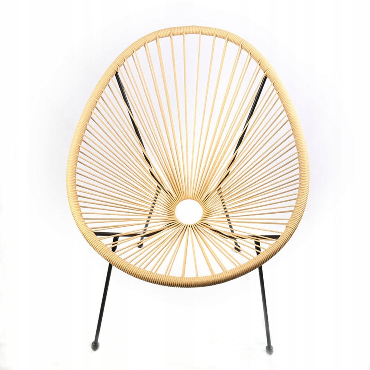 Furnitex Acapulco - Fauteuil - Naturel - Geel stalen onderstel - Kunststof rotan zitting