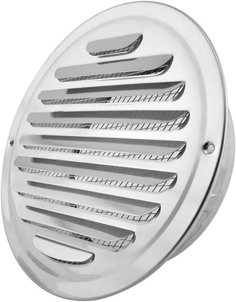Roestvrijstalen Ventilatierooster met Insectenwering - 100 mm, Weerbestendig en Geschikt v