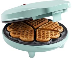 Bestron Wafelijzer - ASW217M - 700W - 5 hartvormige wafels - Anti aanbaklaag - Mint - 5 jaar garantie