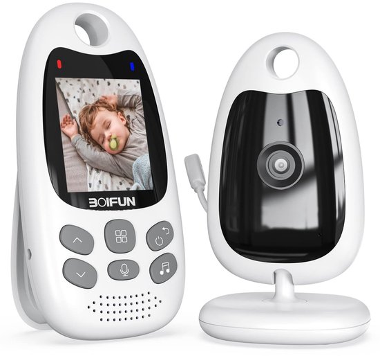 BOIFUN Babyphone - Babyfoon met camera - 2 inch scherm - Temperatuursensor - Nachtzicht babyfoon - Gegensprechanlage - Schlaflieder