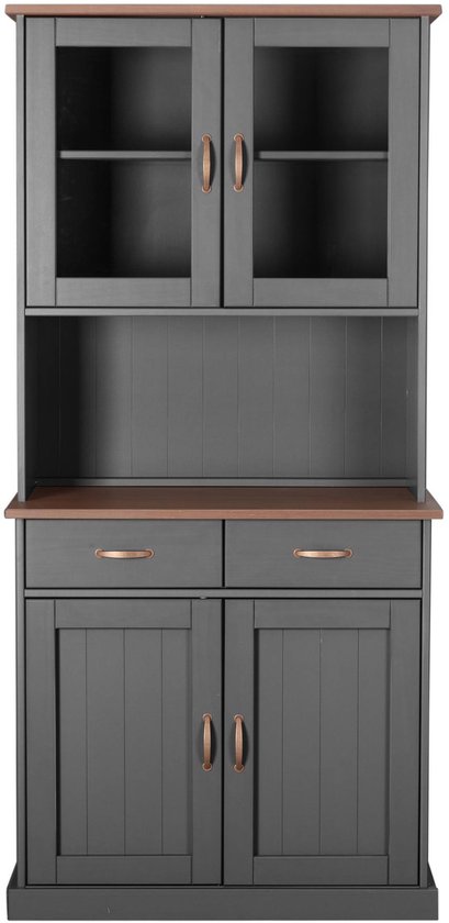 Vaisselier Cerci 90cm à 4 portes & 2 tiroirs - gris - Interlink - Armoires de salon - Gris - Bois - Armoires de salon