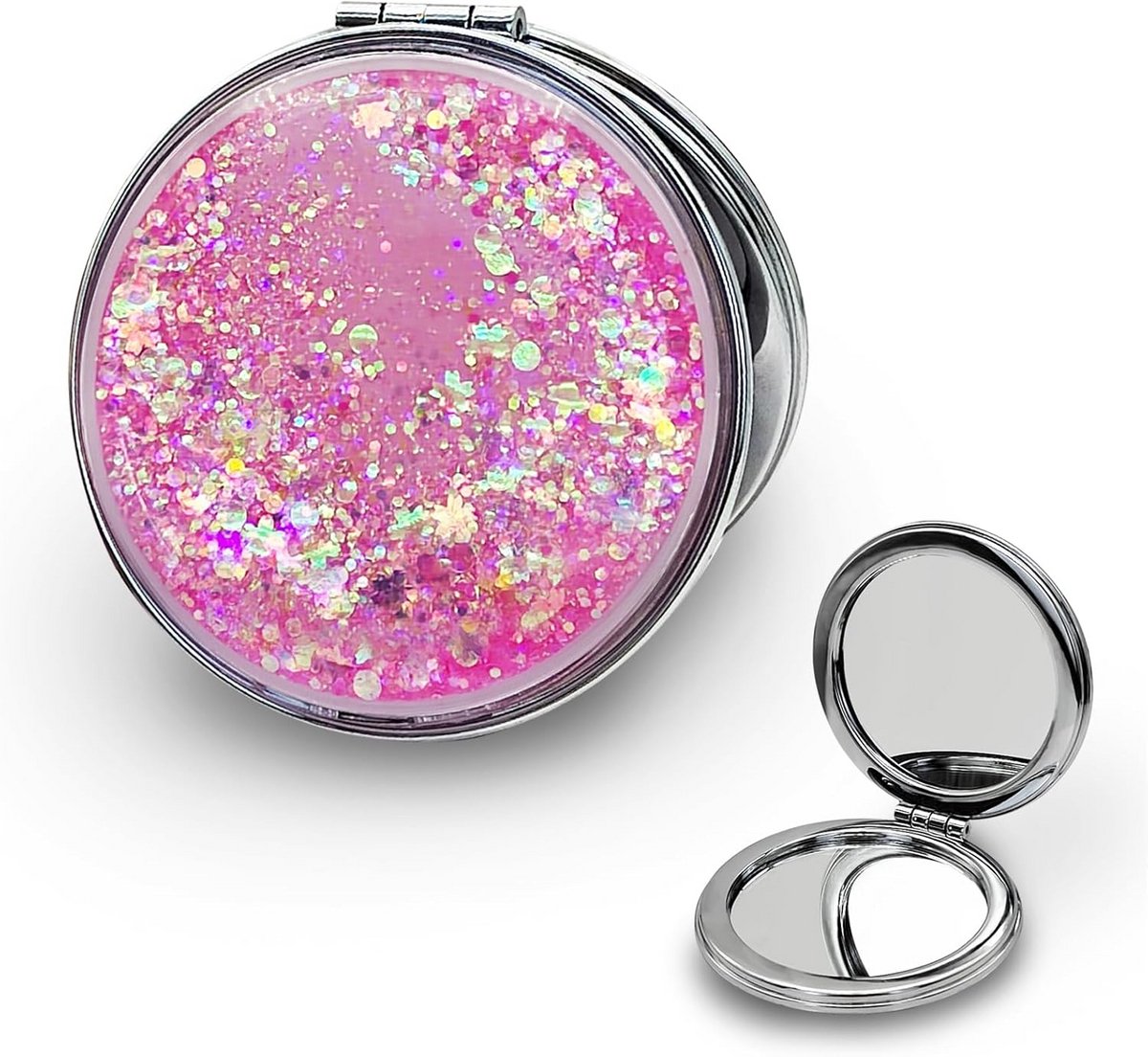 Ronde Compacte Zakspiegel met Quicksand Effect voor Dames