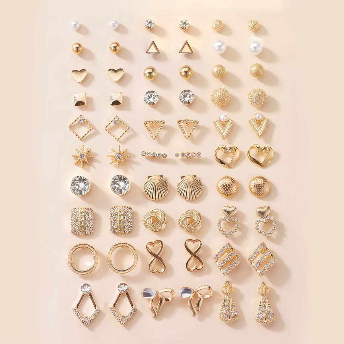 30-delige Set Oorbellen - Gold Strass | Metaal/Bijoux | Fashion Favorite