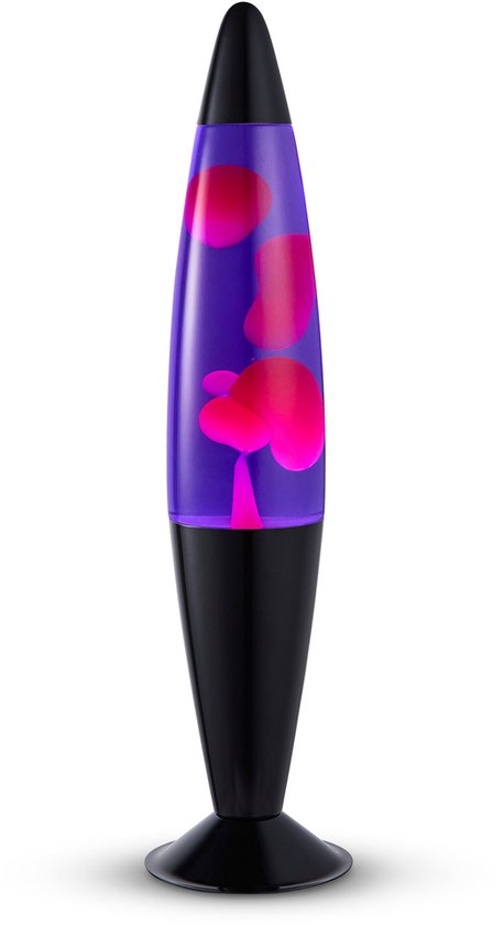 Lampe à lave Lighto noire – liquide violet avec lave rose