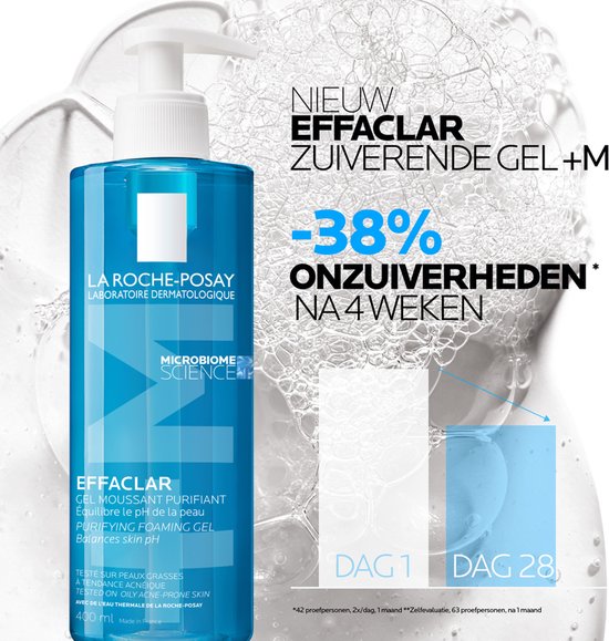 La Roche-Posay Effaclar Zuiverende Reinigingsgel +M - voor een Vette, Onzuivere Huid met Neiging tot Acne - 200ml