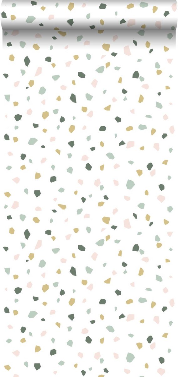 Proefstaal Walls4You behang terrazzo multicolor op wit - 26,5 x 21 cm - 935313-S