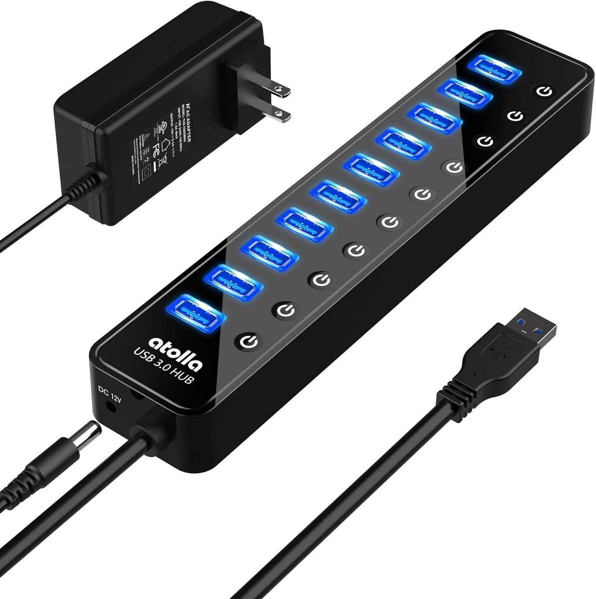 USB 3.0 Hub met 10 Poorten - Aangedreven Data Hub voor Snelle Overdracht