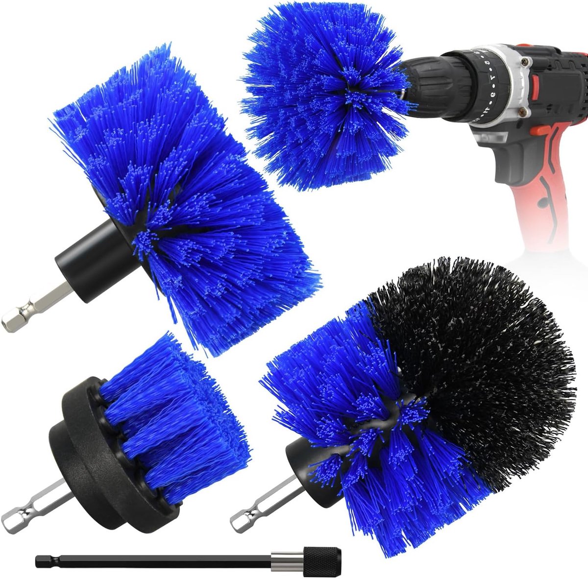 4‑stuks Boorborstel Set – Power Scrubber – voor Tegelvoegen, Badkamer en Douches