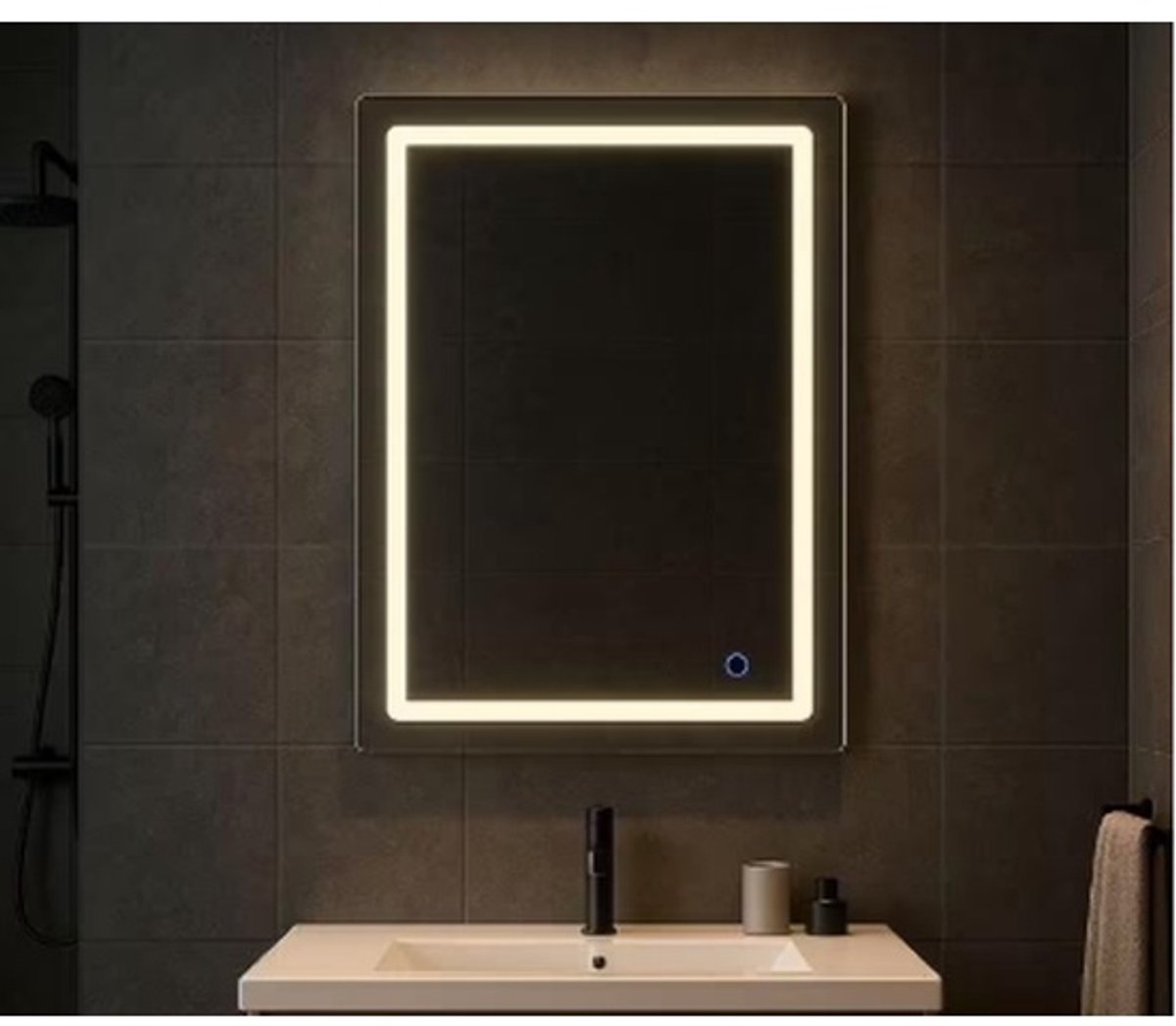 H&F LED Badkamerspiegel 60x80 cm – 3 Instelbare Witte Kleuren – Verlichte Spiegel Badkamer