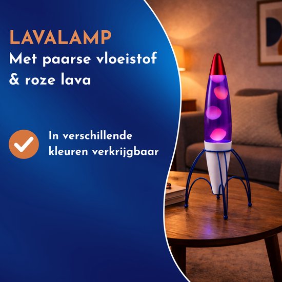 Lighto Raket Lavalamp - Paarse Vloeistof met Roze Lava - voor Kinderen van Lighto — afbeelding 3