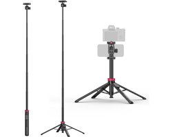 Ulanzi MT-44 B Selfiestick en Statief in één - 149 cm Uitschuifbaar met Afneembare Bluetooth Afstandsbediening - Voor Smartphone, GoPro en Camera - Zwart