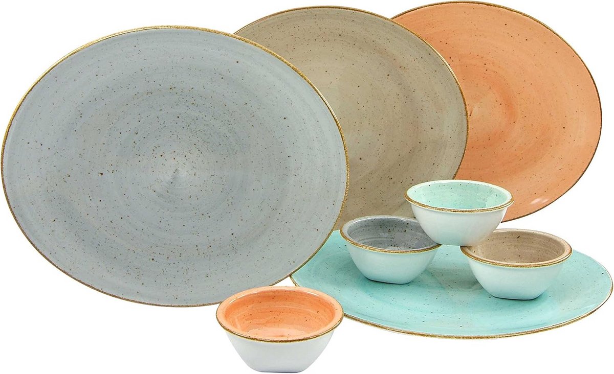Steakservies Set 8 Delig Porselein - Vintage Nature Stijl