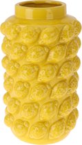 Home & Styling Bloemenvaas citroenen - geel - keramiek - D16 x H26 cm - fruitvaas citroen patroon