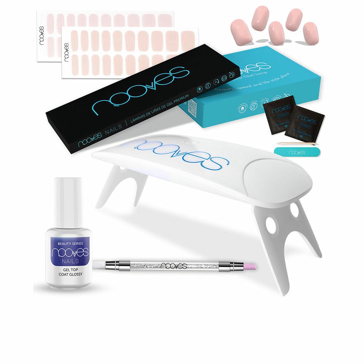 Manicureset Nooves Premium Gelnagelfolie Licht Roze 8 Onderdelen