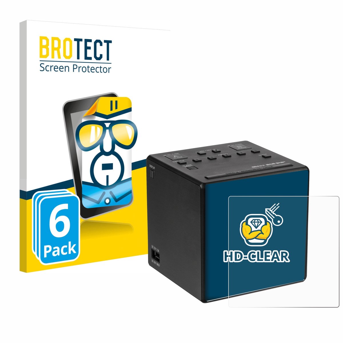 BROTECT - Screenprotector voor Sony XDR-C1DBP - Folie Beschermfolie transparant 6 Stuks