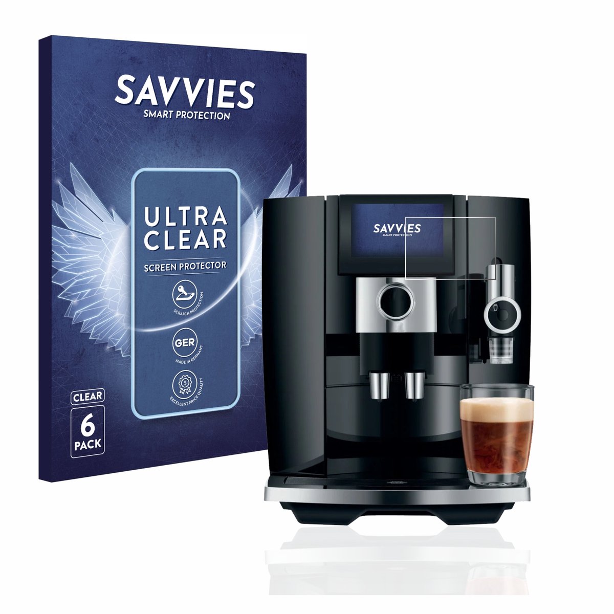 Savvies - Screenprotector voor Jura J8 / J10 - Folie Beschermfolie transparant 6 Stuks