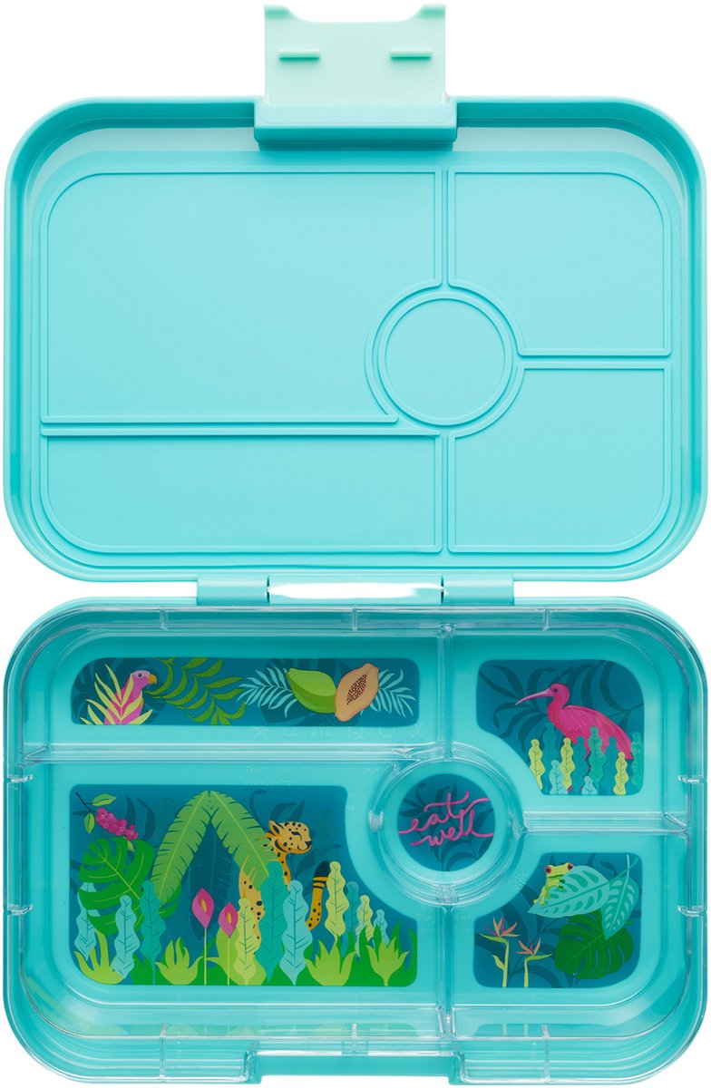 Yumbox Tapas XL - lekvrije Bento box lunchbox - 5 vakken - Antibes Blue / Jungle Pastel tray